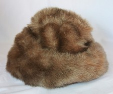 Vintage Faux Fur Hat Cap Retro Brown