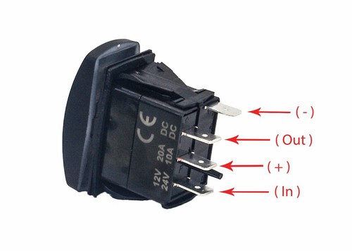 Windlass Up Down Momentary Red Rocker Switch 4 Pin 12V for Marine Vessels Boats - Picture 6 of 8