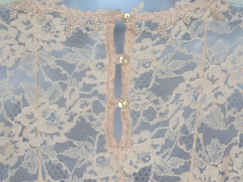 VTG 1980s GUNNE SAX PALE PEACH LACE DRESS & SLIP - Picture 19 of 24