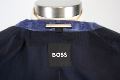 新品38Rヒューゴ・ボスジャケット Hugo Boss Sport Coat 38 R Men's Blue Plaid Wool Silk Linen