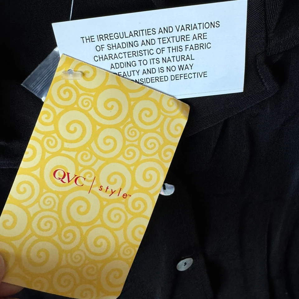 NEW Citiknits Jacket Womens Large Black Full Button Stretch Longer Length - Image 4 of 4