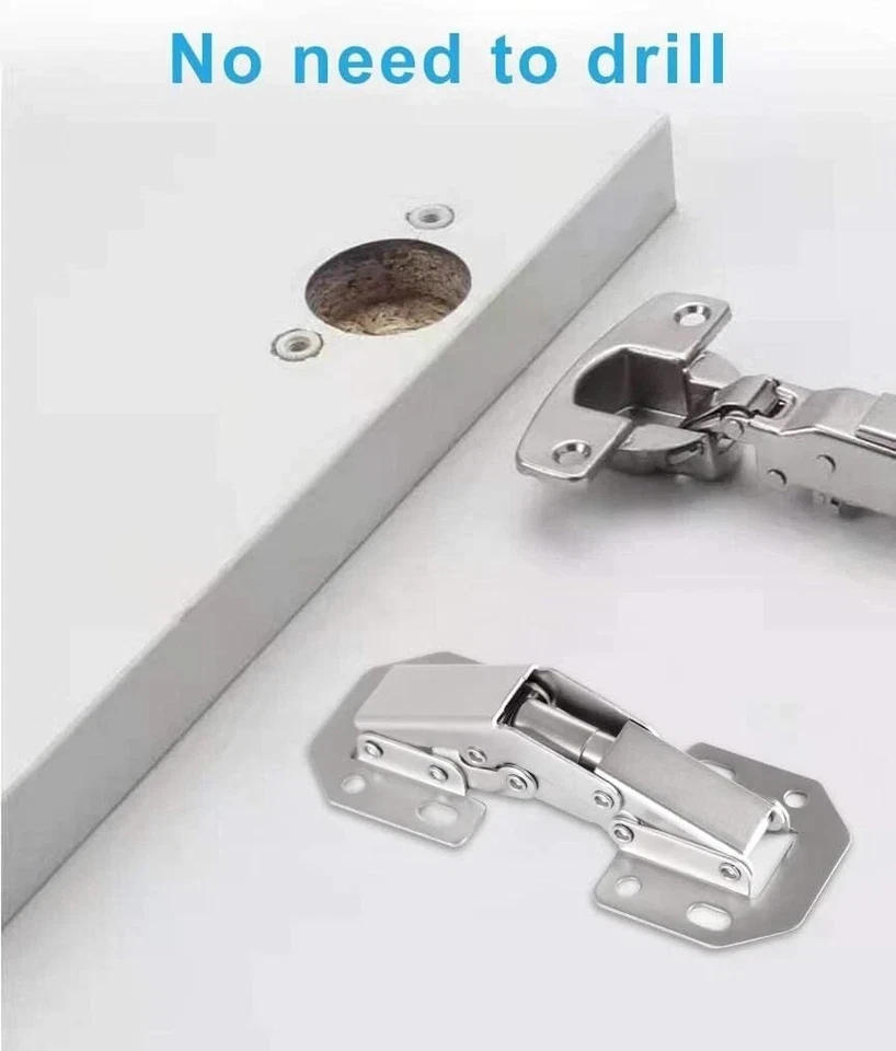 Paquete de 4 bisagras ocultas para puertas de gabinete sin marco, paquete de 4 ocultas, níquel Foto 3 de 4