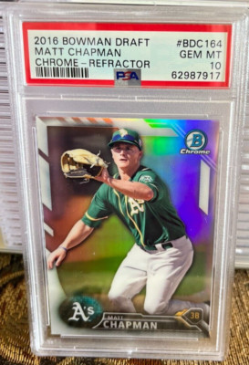 Matt Chapman 2016 Bowman Draft Prospect Chrom Refraktor #BDC164 - PSA 10 Gem MT