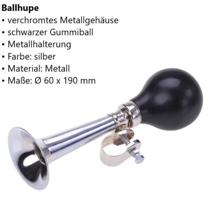 FILMER Ballhupe E Fahrrad Roller Motorrad Hupe Klingel Fantröte Tröte verchromt LAUT