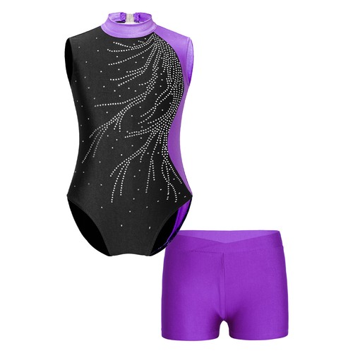Kids Girl's Leotards And Shorts Stage Jumpsuit With Boyshorts Holiday Unitard - Picture 31 of 45