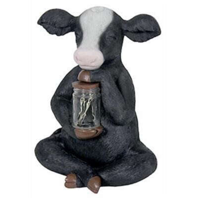 Exhart Environmental Systems 247542 Solar Cow with Firefly Jar Statue