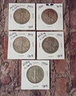 5 Walking Liberty Half Dollars Various Years