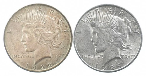 1922 & 1924 & Peace Silver Dollar $1 Bullion Collection Lot *903