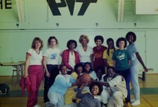 1980s Women Basketball Team Group Photo Gym Fitness 35mm Slide