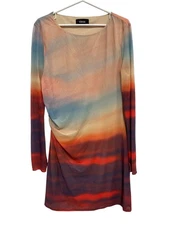 Cider Mini Dress Size XL Round Neck Long Sleeve Gradient Multi Party Cocktail