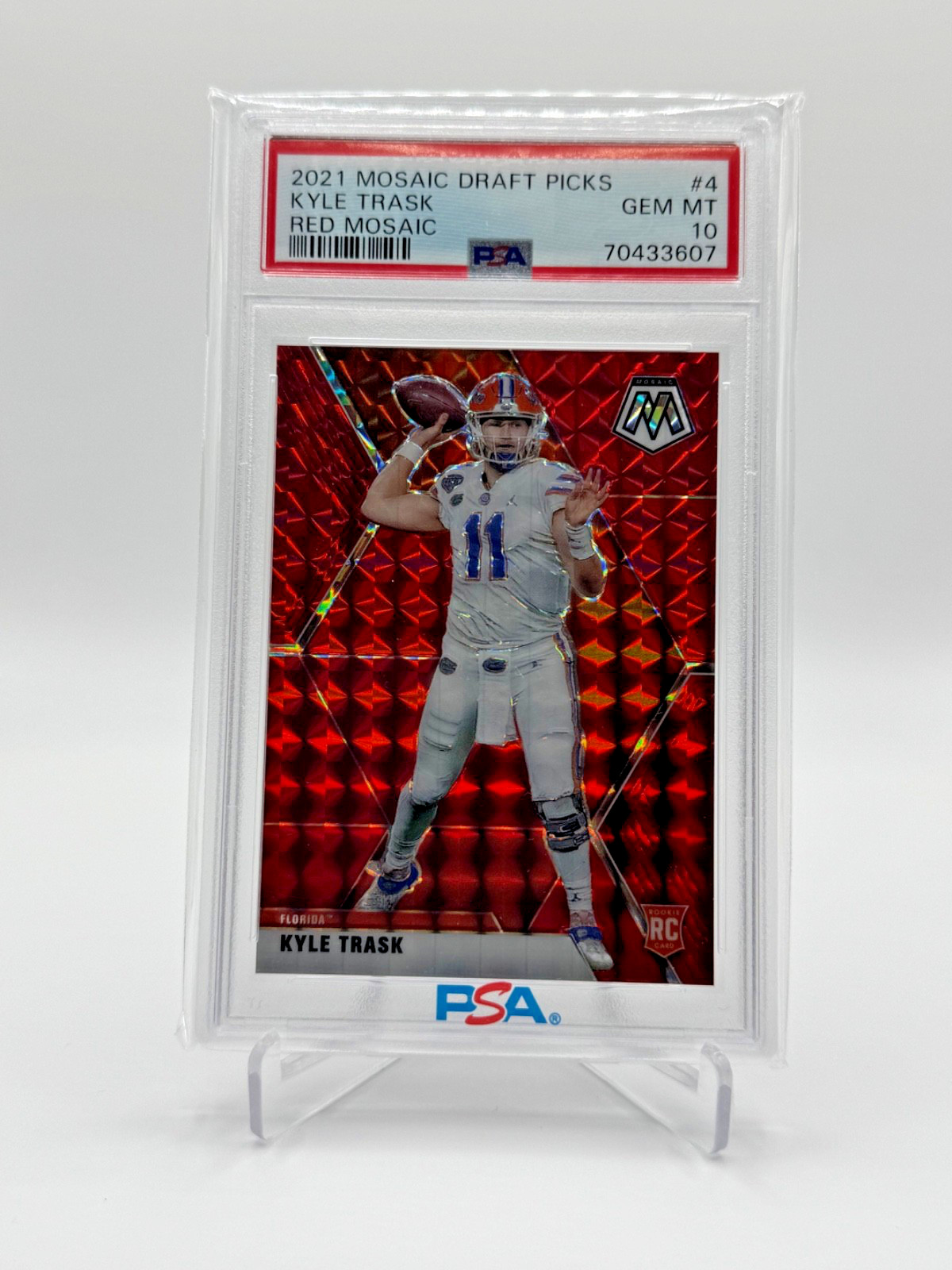 2021 Panini Mosaic Draft Picks - Kyle Trask #4 Mosaic Red /99 (RC) Rookie PSA 10