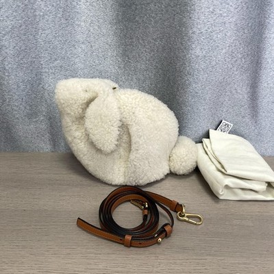 Loewe Mini Rabbit Leather Tote Crossbody Bag White Women #SEM8