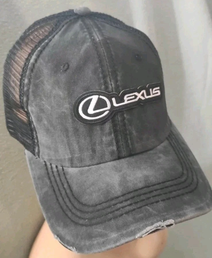 Lexus Distressed Ball Cap Charcoal & Black Mesh LEXUS HAT