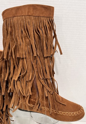 Botas de mujer MUDD con flecos talla 7,5 marrón gamuza - Imagen 8 de 9