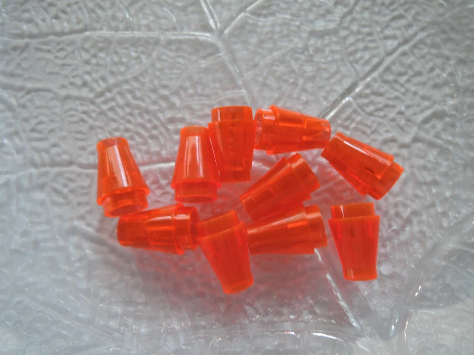 Lego 10 x Cone Kegel 4589b 1x1 rund transparent neon orange - Bild 1 von 1