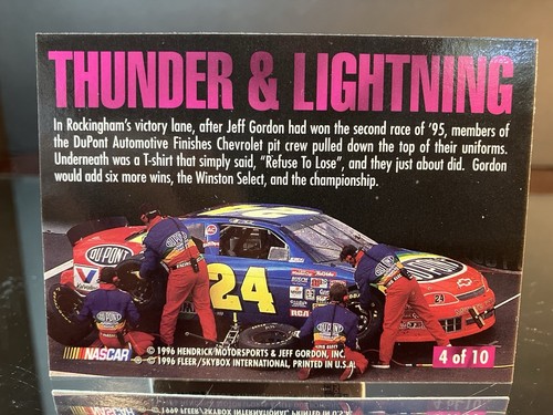 Insert Jeff Gordon #24 Dupont Fleer Ultra THUNDER & LIGHTNING 1996 Card #4/ 10 - Picture 2 of 2