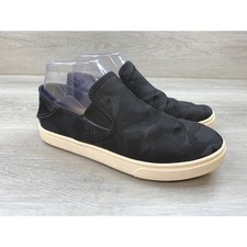 OluKai Pehuea Pa'i Women's Slip On Sneakers Black Camo 6 Casual Comfort Shoes