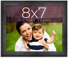 8x7 Frame Black Real Wood Picture Frame Width 1.5 inches  Interior Frame Depth
