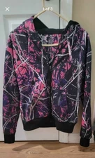 Moonshine Muddy Girl Camo Zip Up Hoodie, Pink Camo - Womens Small