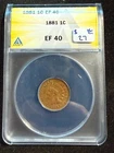 1881 INDIAN HEAD CENT ANACS EF 40 937
