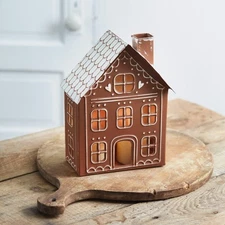 Colonial Tin Works Gingerbread Manor Metal Luminary, 12-inch Height