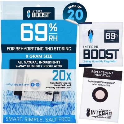 2-Way Humidity Control Pack 8 Gram (Pack of 20) - Maintain 69% RH for Herbs