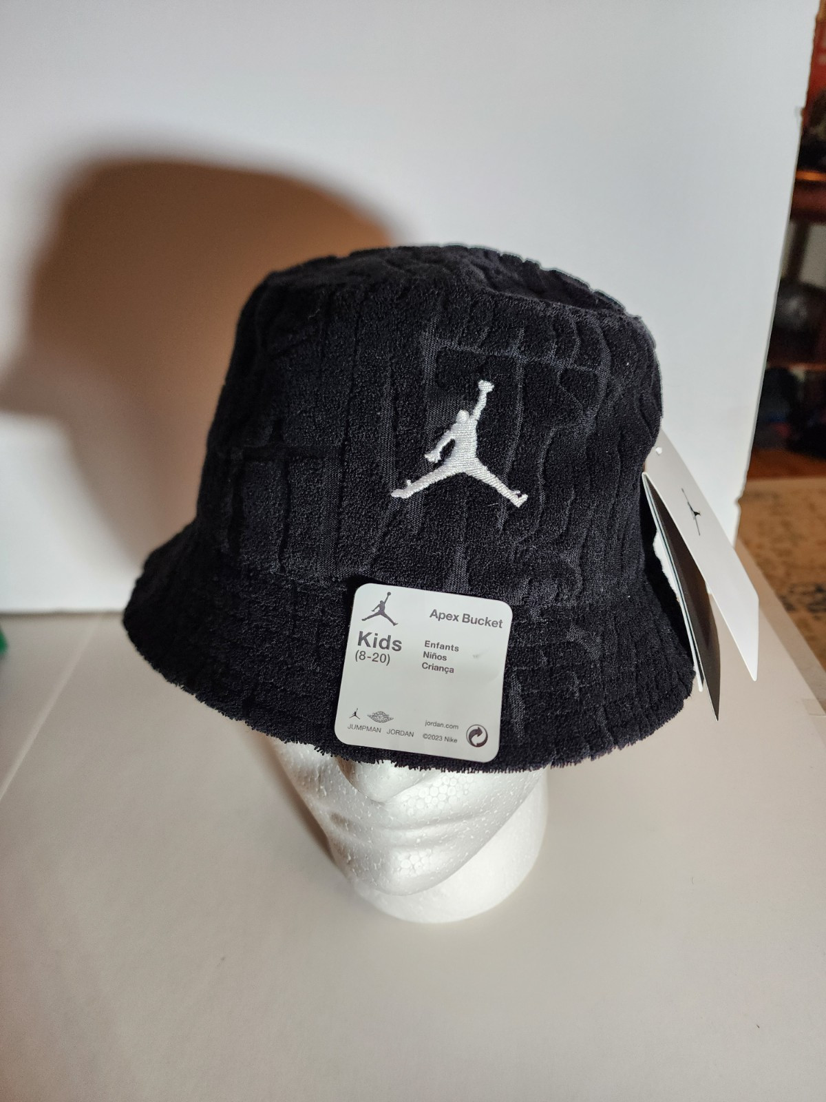 Jordan Flight Big Boys Apex Bucket Black Jumpman Hat Embroidered Kids (8-20)