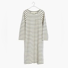 Madewell Pocket Tee Long Sleeve Midi Dress in Nautical Stripes Sz Small