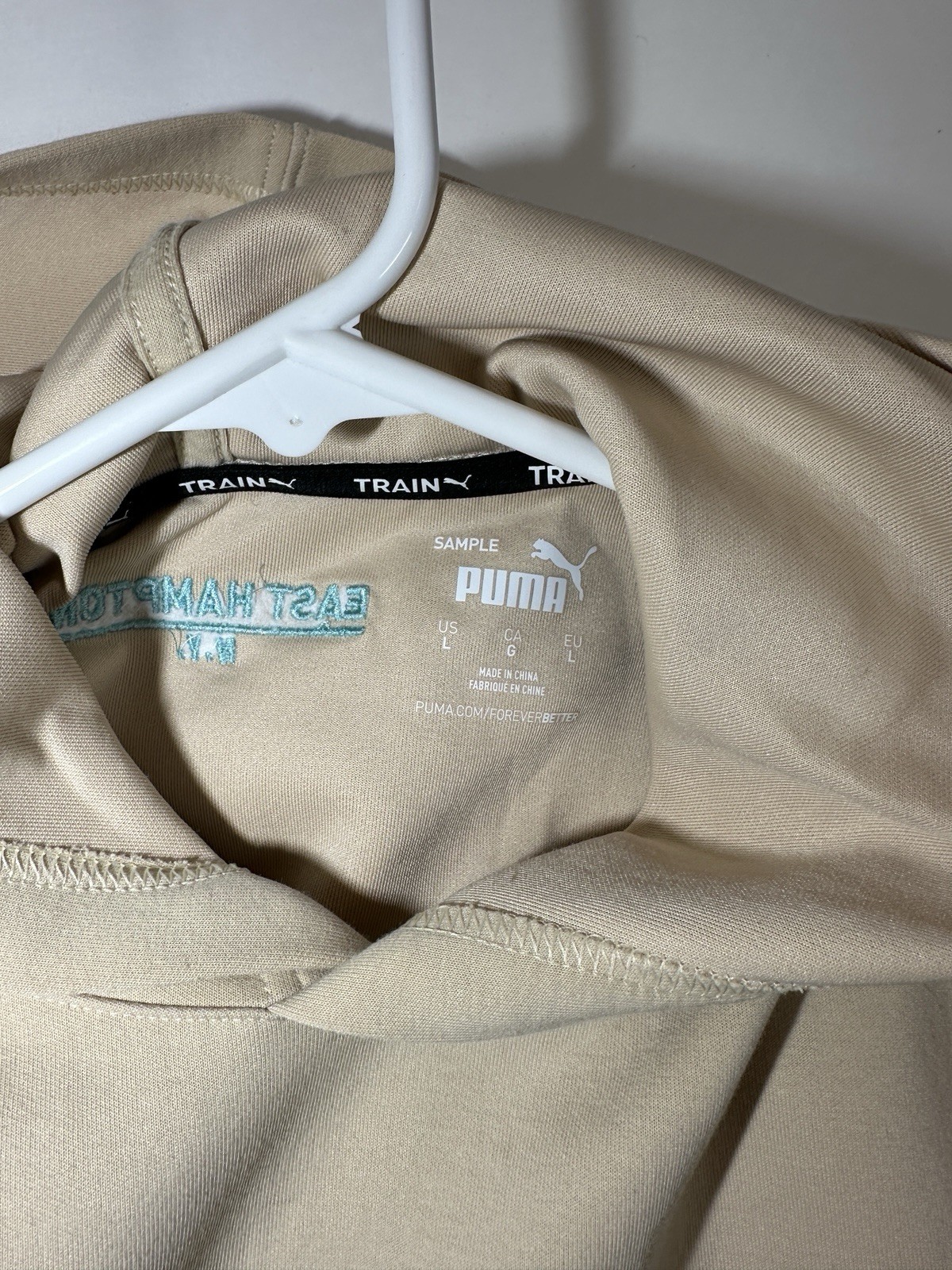 RARE Puma Train Sample Hoodie - East Hampton NY - Sand/Teal - Size Large image 6