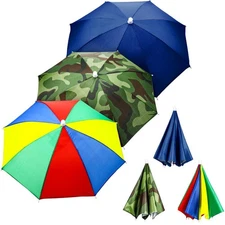 3 Pieces Rainbow Umbrella Hats Camouflage Fishing Cap Beach Umbrella Headband...