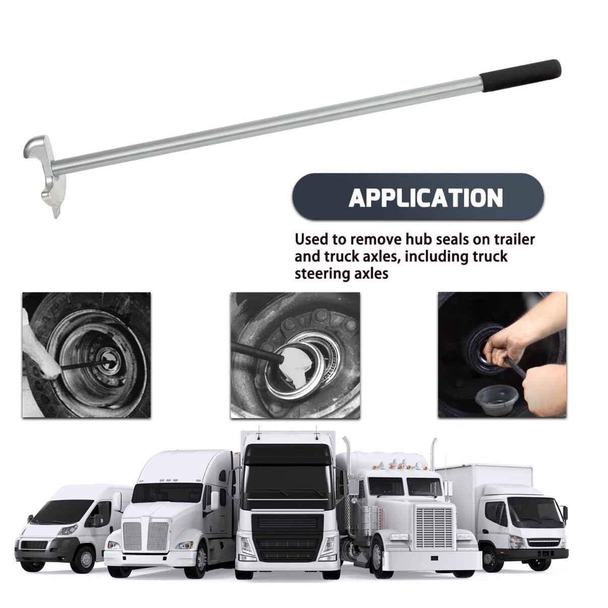 Truck Steering Axle Hub Oil Seal Tool Gasket Puller Remover Long