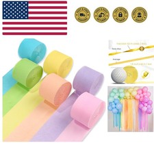 Crepe Paper Streamers 6 Rolls 492ft, Pack of Party Streamers in 6 Pastel Colo...