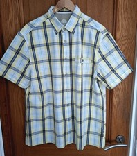 'MANTARY' L/XL (24"P-P) SHORT SLEEVE YELLOW/BLUE CHECK WITH SIGNATURE. 0684