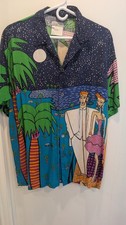 Esprit Medium Joel Resnicoff Pop Art Button Up Rayon Shirt Vintage 80s