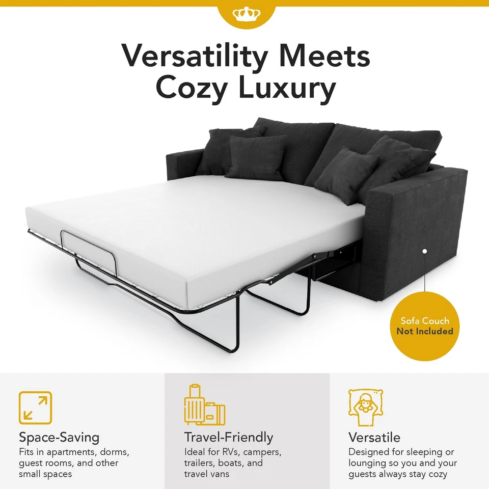 Sofa Bed Mattress Queen Size 4-inch CoolBreeze Gel Memory Foam Sleeper for Co... - Image 2 of 4