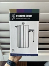 Service Ideas PDWSA800PS Double Wall Coffee Press Stainless Steel Polished 27oz