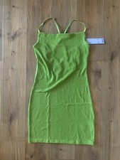 Strappy Body Con Figure Hugging Dress, Urban Outfitters, Tyra, Green Mini, L