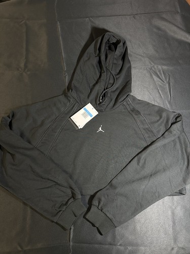 Black WOMEN'S JORDAN CROP FLEECE PULLOVER MEDIUM - Picture 2 of 5
