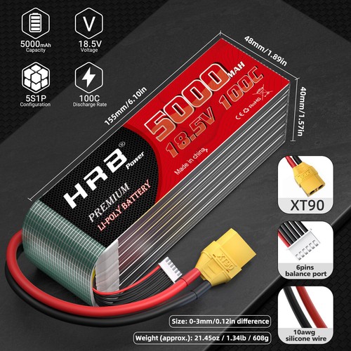 2Stück 18,5V 5s 5000mAh XT90 Lipo Akku für RC Hubschrauber Flugzeug Auto LKW UAV - Bild 2 von 7