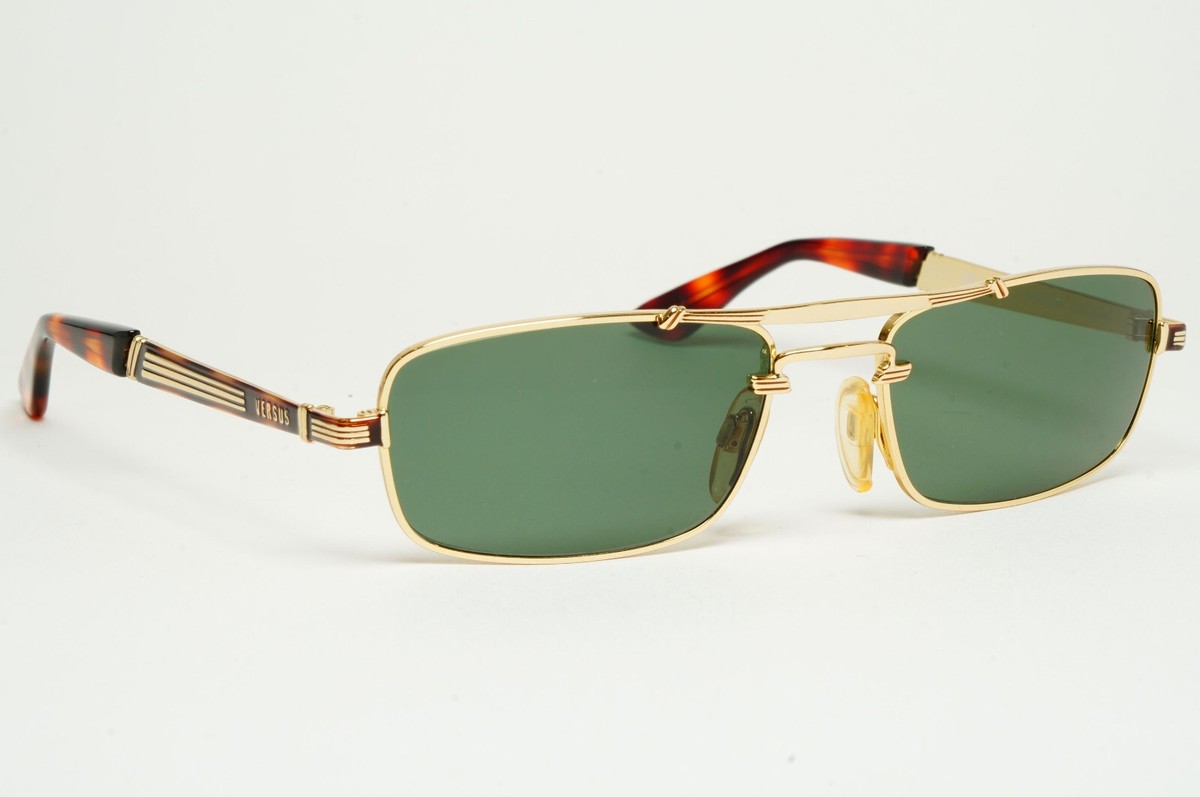 Versace ヴィンテージ サングラス MOD.F06 COL.32M Versus Sunglasses 1996 by Gianni Versace Vintage Rectangle Green