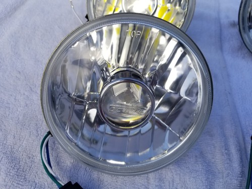 5-3/4" CRYSTAL CLEAR GLASS METAL HEADLIGHT 6k LED HID H4 LIGHT BULB HEADLAMP SET - Picture 5 of 12