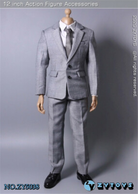 ZYTOYS 1/6 Male Grey Suit Clothes ZY5038 Fit 12