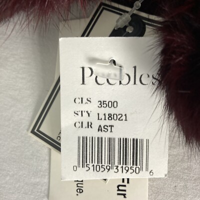Peebles Rabbit Fur Scarf Maroon Dyed Adjustable New NWT