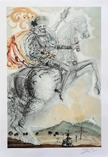 Salvador Dali DON QUIXOTE Limited Edition Facsimile Signed Lithograph Art 31x22"