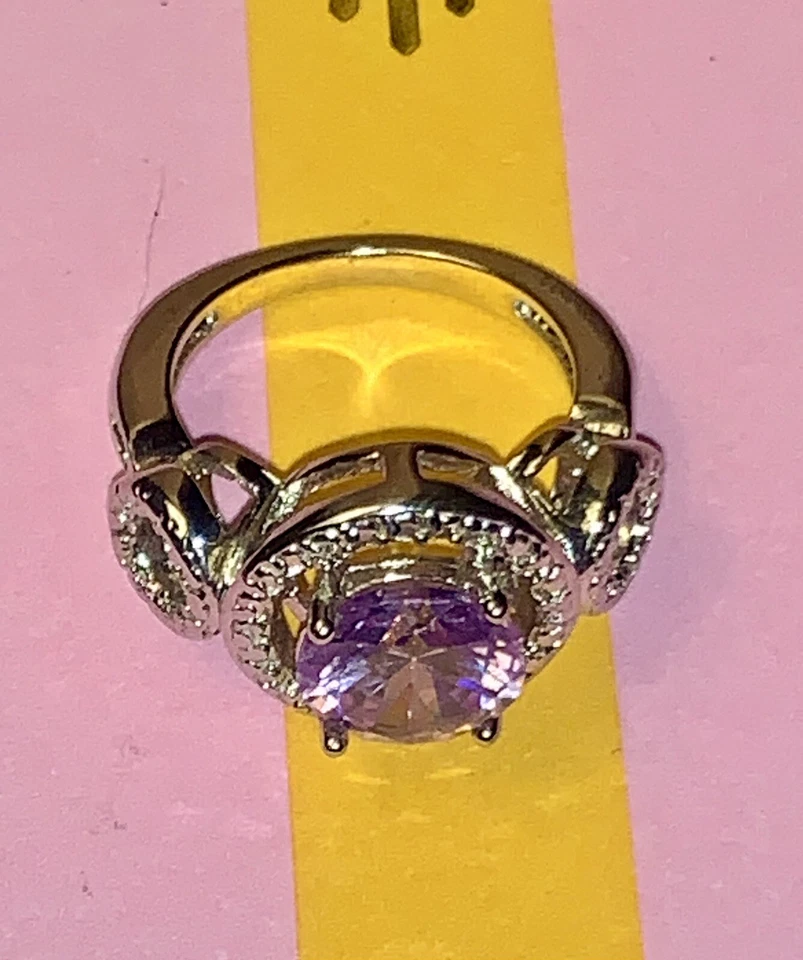 Oro Blanco 14k Relleno 2ct. Anillo de cóctel topacio rosa y circonita cúbica, talla 6, ¡nuevo en bolsa! Foto 3 de 4