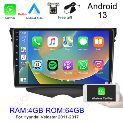 64GB Car Radio Stereo For Hyundai Veloster 2011-2017 CarPlay Android 13 Navi GPS