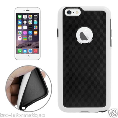 TPU Hülle + Kunststoffkontur für iPhone 6 kleinere Würfelmuster schwarz/weiß