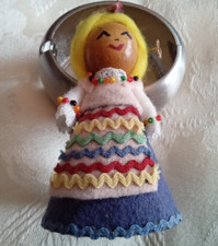 Christmas Ornament Swedish Girl Handmade Costume Hat 1983 Made in the USA Vtg