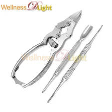 PODIATRIST HEAVY DUTY THICK TOE NAIL CUTTER TRIMMER NAIL FILE + PUSHER 3 PC TOOL