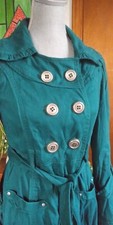 Women's Xoxo Belted Teal Lined Jacket Sz M #215